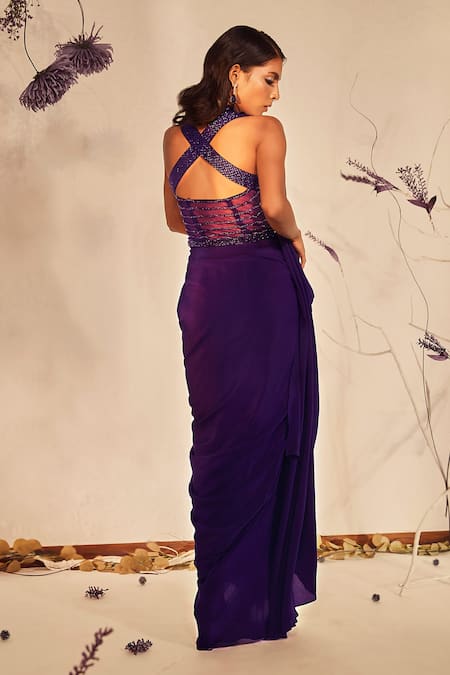 Babita Malkani Crystal Embroidered Pre Draped Saree 