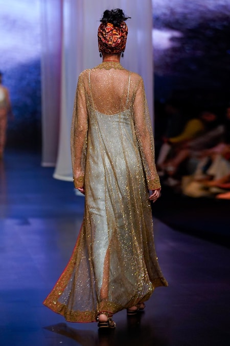 Anand Kabra Embellished Sherwani With Gown 