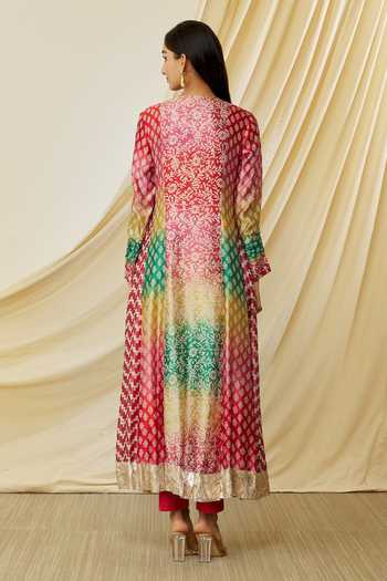 Shop Prisha Multi Color Silk Printed And Hand Embroidered Floral Anarkali Set at Aza Fashions Shop_Prisha_Multi Color Silk Printed And Hand Embroidered Floral Anarkali Set _at_Aza_Fashions