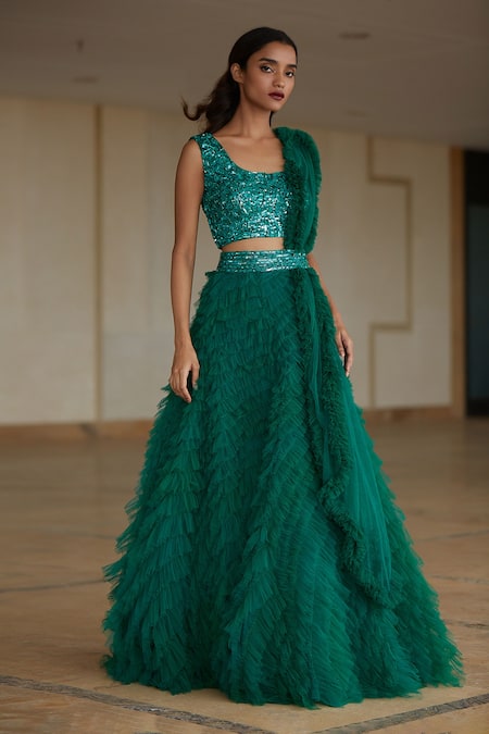 Nadine Dhody Ruffle Lehenga Set 