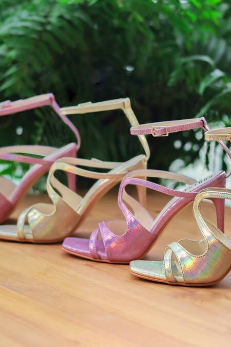 Shop_House Of Prisca_Pink Alfie Textured Pencil Heels_at_Aza_Fashions