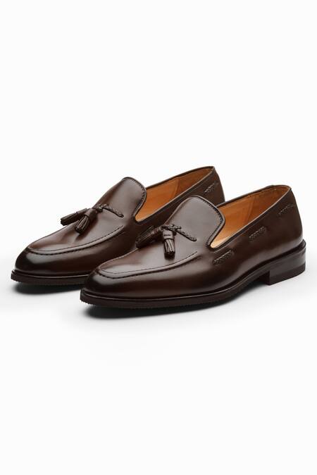 Shop_dapper Shoes_Brown Handcrafted Tassel Loafers _at_Aza_Fashions