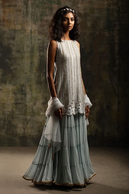 Mona And Vishu Embroidered Kurta Sharara Set 