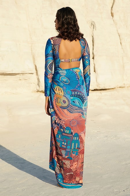 Shop Tizzi Blue Beach Bum Sarong at Aza Fashions Shop_Tizzi_Blue Beach Bum Sarong_at_Aza_Fashions