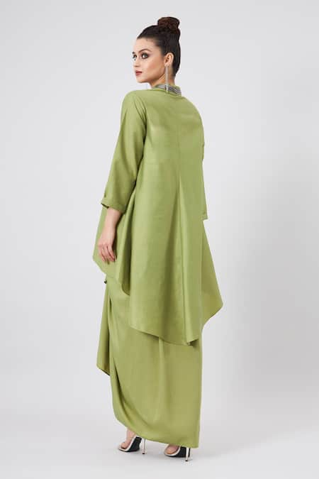 Aakaar Cotton Silk Kurta & Draped Skirt Set 