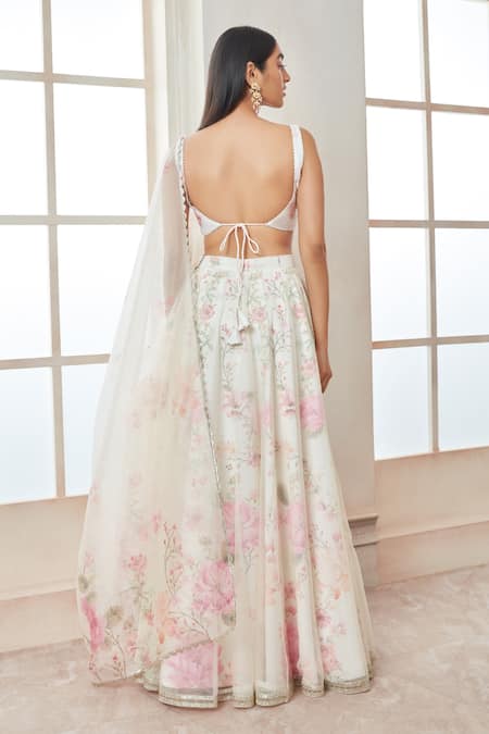 Fully Stitched White Floral Lehenga Choli Set - Dress me Royal