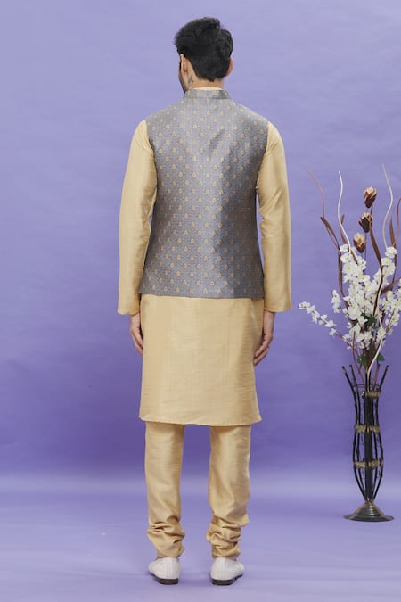 Arihant Rai Sinha Grey Floral Jacquard Bundi 