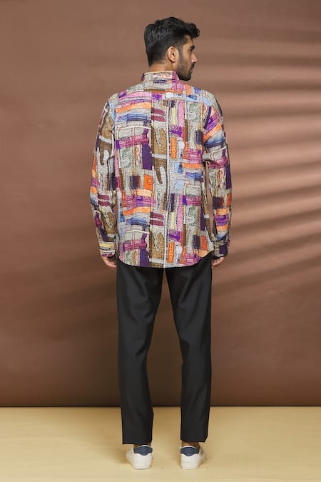 Shop_Linen Bloom_Multi Color 100% Linen Tokyo Print Shirt _at_Aza_Fashions