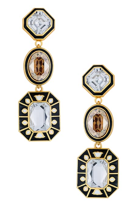 Isharya Blaze Enamelled Dangler Earrings 