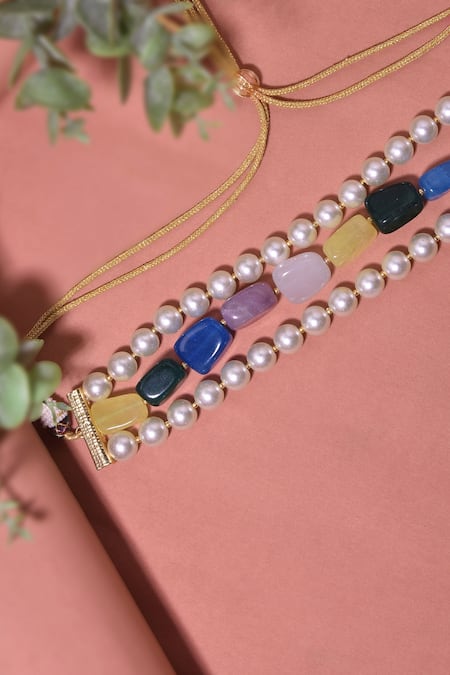 Swabhimann_Multi Color Stone Embellished Choker _Online_at_Aza_Fashions