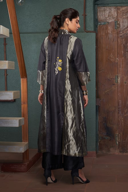 Bodhi Tree Two Tone Embroidered Jacket Pant Set 
