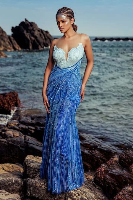 Bhawna Rao Sequin Embroidered Shaded Gown 