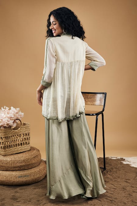 Soup By Sougat Paul Azra Embellished Top With Flared Pant 