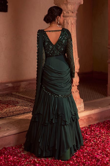 Nidhika Shekhar Subh Shree Pre-Draped Lehenga Saree With Blouse 
