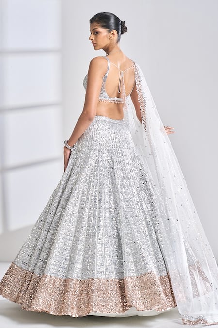 MAYRA White and Silver Sequin Lehenga Skirt | Indian gowns dresses,  Designer dresses indian, Indian outfits lehenga