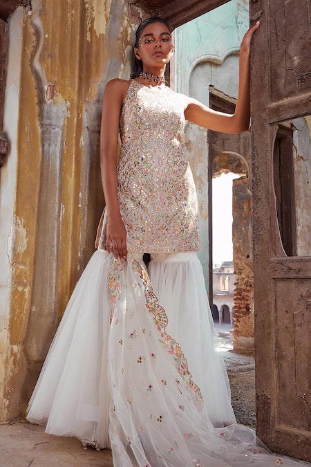 Tamanna Punjabi Kapoor Resham Embroidered Kurta Gharara Set 