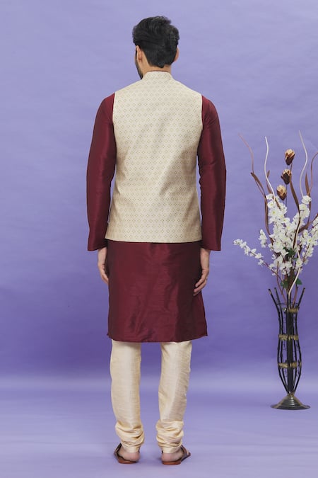 Arihant Rai Sinha Geometric Printed Bundi Kurta Set 