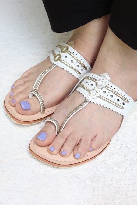 Sandalwali Lexie Leather Braided Kolhapuri Sandals 