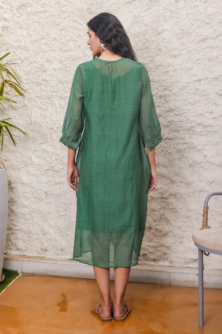 Tatwa Handloom Chanderi Embroidered Dress 