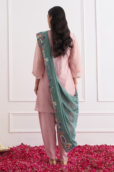 Shipraa Grover Amaya Chanderi Sequin Embroidered Dhoti Pant Set 