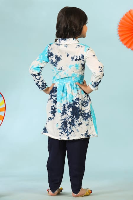 Shop Cute Couture Multi Color Cotton Gota Patti Abstract Print Kurta And Tulip Pant Set at Aza Fashions Shop_Cute Couture_Multi Color Cotton Gota Patti Abstract Print Kurta And Tulip Pant Set _at_Aza_Fashions