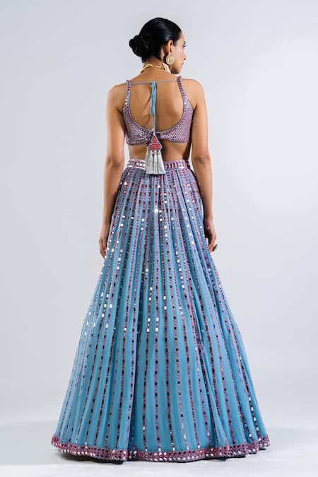 Vvani By Vani Vats Blue Georgette, Satin, Organza Sequins, Mirrors, Embroidery Ice Lehenga Set Online at Aza Fashions Vvani By Vani Vats_Blue Georgette, Satin, Organza Sequins, Mirrors, Embroidery Ice Lehenga Set _Online_at_Aza_Fashions