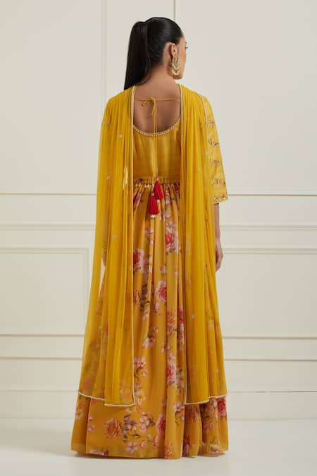 Label Nitisha Floral Print Anarkali With Net Dupatta 