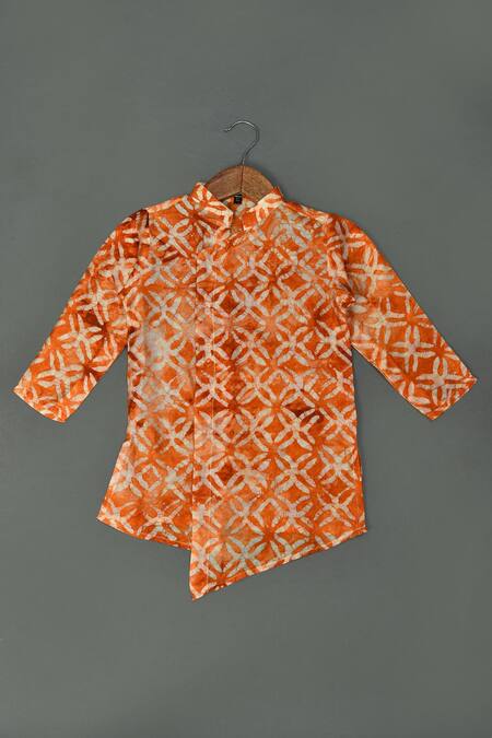 Maaikid Mandarin Collar Printed Kurta & Pyjama Set 