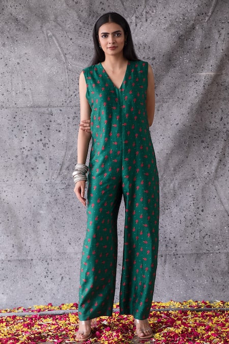 Shachi Sood Floral Print Jumpsuit With Jacket 