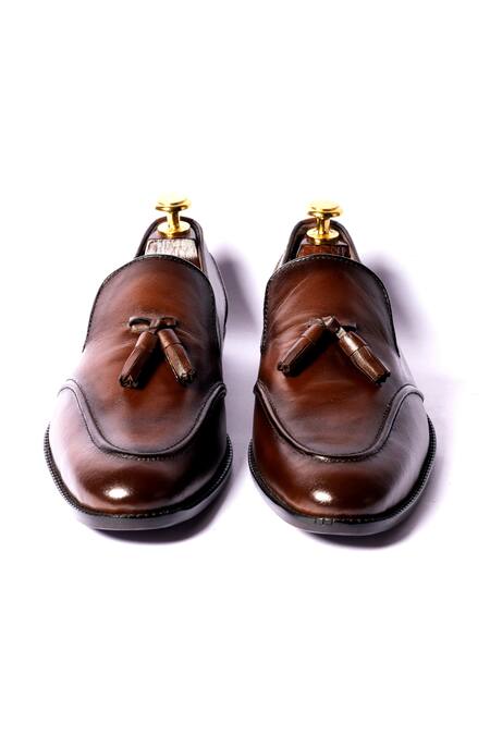 Shop_Artimen_Brown Leather Handcrafted Loafers _at_Aza_Fashions