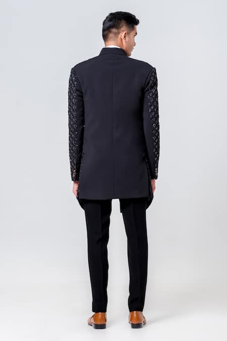 Amrit Dawani Sequin Embellished Long Jacket Trouser Set 