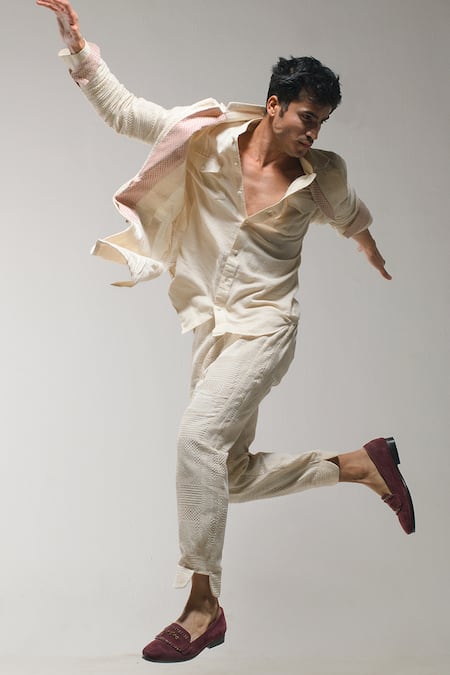 Jatin Malik Spread Collar Overcoat With Kurta Set 