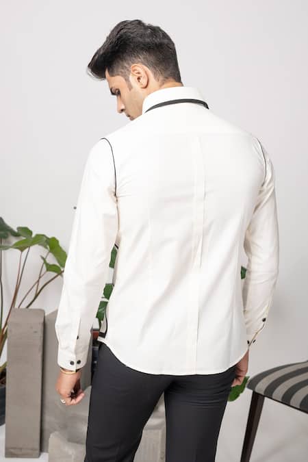 Shop Abkasa Off White Cotton Embroidery Maze Shirt at Aza Fashions Shop_Abkasa_Off White Cotton Embroidery Maze Shirt _at_Aza_Fashions