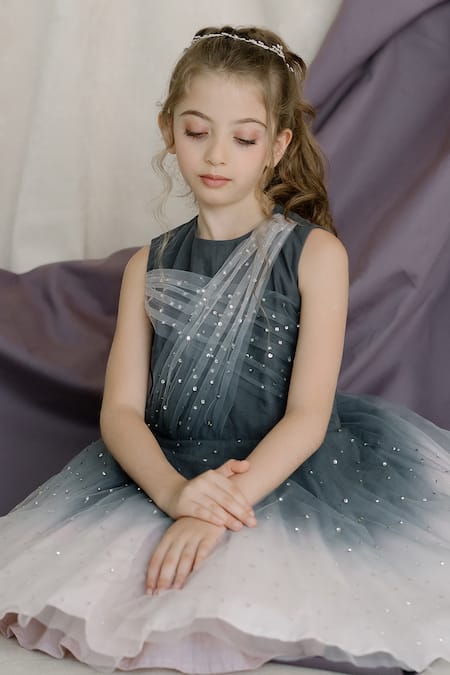 Shop Swati Golyan Black Net And Ombre & Sequins Dress at Aza Fashions Shop_Swati Golyan_Black Net And Ombre & Sequins Dress _at_Aza_Fashions