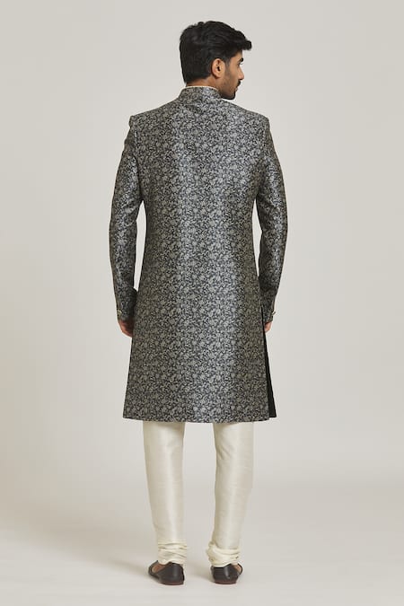 Arihant Rai Sinha Floral Print Button Down Sherwani Set 