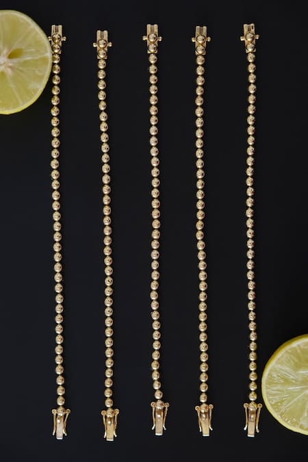 Buy Gold Plated Ball Tennis Bracelet - Single Pc by Anushka Jain Jewellery  Online at Aza Fashions.