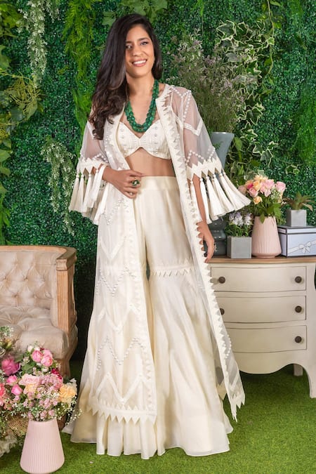 Ohaila Khan Skikha Embroidered Cape Sharara Set 