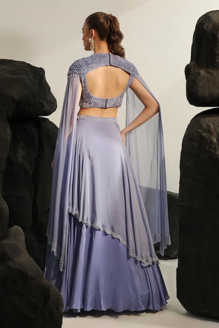 Jade By Ashima Amphitrite Hand Embroidered Blouse With Skirt 