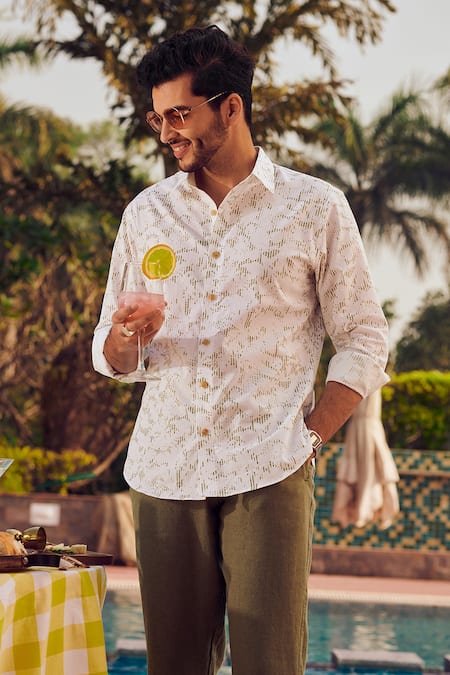 Philocaly Forest Print Cotton Shirt 