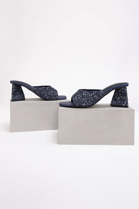 Shop Doux Amour Blue Sequins Valencia Nebula Galaxy Embellished Heels at Aza Fashions Shop_Doux Amour_Blue Sequins Valencia Nebula Galaxy Embellished Heels _at_Aza_Fashions