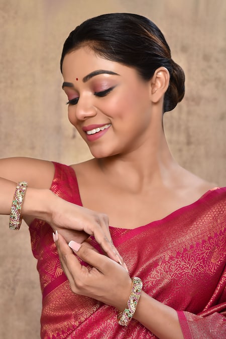 Zevar By Geeta Kundan Jadau Bangles - Set of 2 