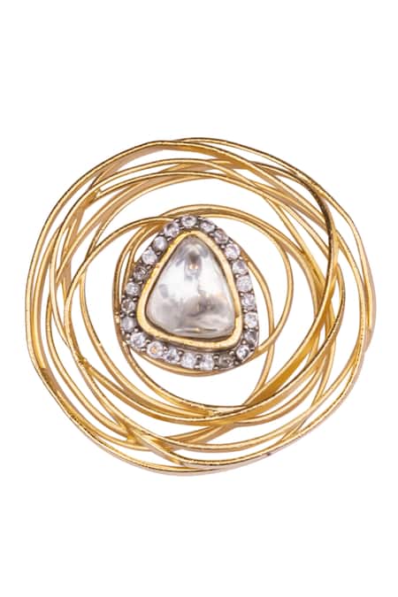 Shop Vasundhara Gold Plated Diamonds, Stones Wired Stud Earrings at Aza Fashions Shop_Vasundhara_Gold Plated Diamonds, Stones Wired Stud Earrings _at_Aza_Fashions