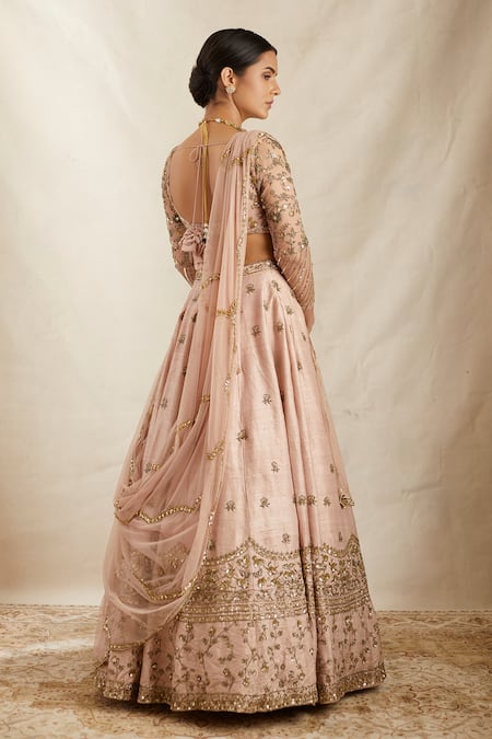 Astha Narang Raw Silk Floret Embroidered Bridal Lehenga Set 