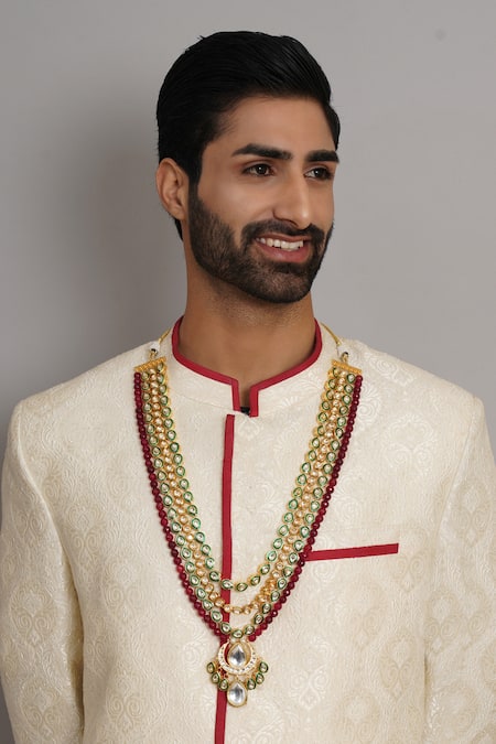 Shop Ruby Raang Multi Color Kundan Embellished Necklace at Aza Fashions Shop_Ruby Raang_Multi Color Kundan Embellished Necklace _at_Aza_Fashions