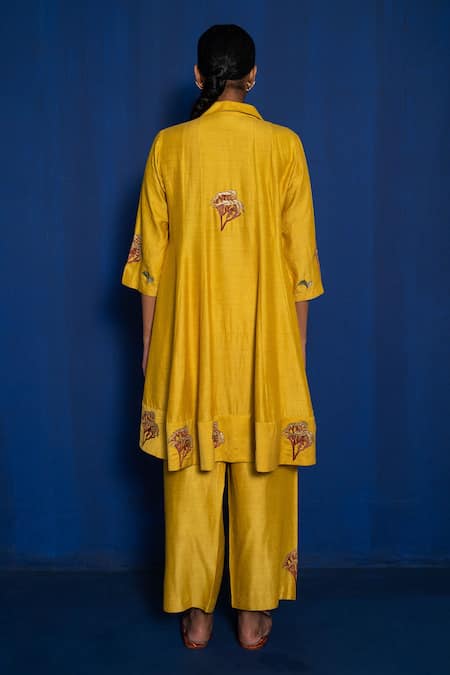 Romaa Flower Embroidered A-Line Kurta & Pant Set 