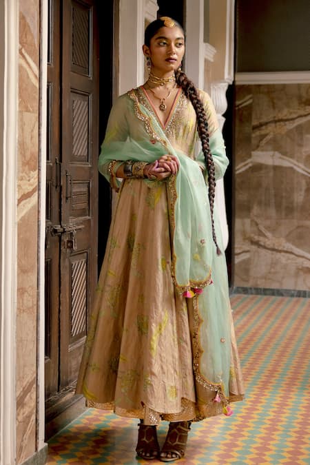 Rajiramniq Floral Print Anarkali With Dupatta 