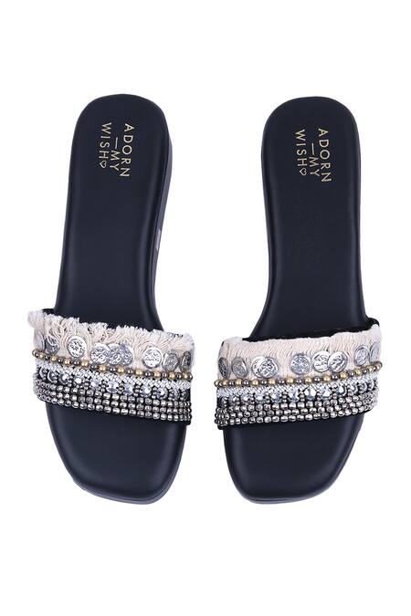 Adorn My Wish Embellished Open Toe Platform Heels 
