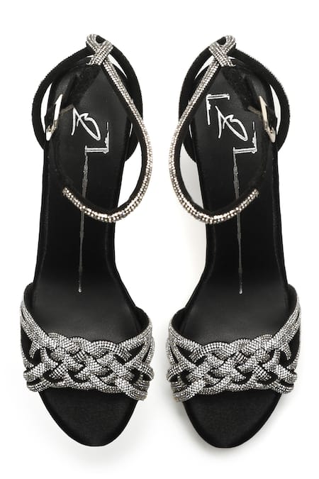 Shop Nidhi Bhandari Black Stones Swarovski Embellished Heels at Aza Fashions Shop_Nidhi Bhandari_Black Stones Swarovski Embellished Heels _at_Aza_Fashions