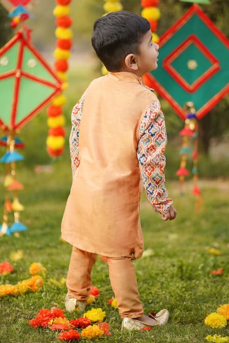 The Blue Morphology Printed Overlap Panel Kurta With Pant 