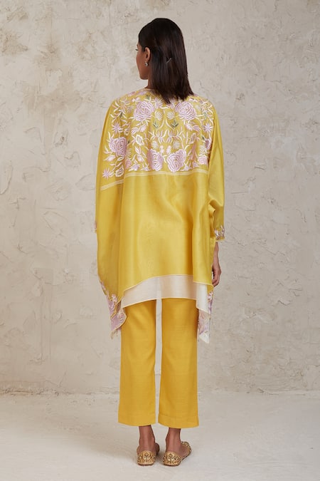 Sue Mue Zimal Chanderi Layered Kaftan & Pant Set 